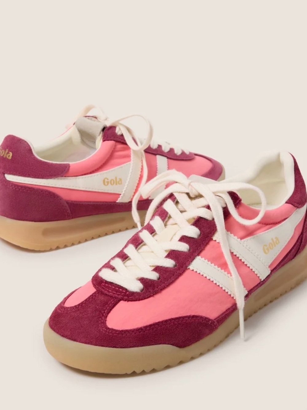 Gola Women's Pink & Burgundy Harrier Retro Trainer firefly bubblegum Cerise 8 39
